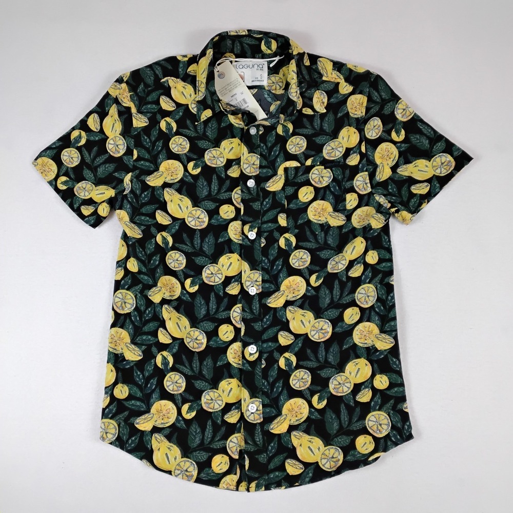 NWT Laguna Lemons Tech Stretch Short-Sleeve Hawaiian /Tropical Shirt - Sz. Small